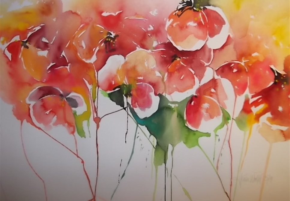 Aquarell-Mitmach-Atelier - Rose, Mohn